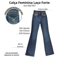 Calça Feminina Laço Forte Bordado Diamante Ref:7037
