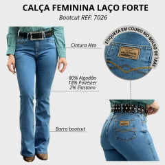 Calça Feminina Laço Forte Jeans Azul Claro Bootcut Destroy Claro REF: 7026