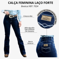 Calça Feminina Laço Forte Jeans Azul Escuro Bootcut Destroy Escuro REF: 7024