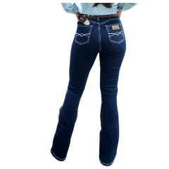 Calça Feminina Laço Forte Jeans Azul Escuro Bootcut Destroy Escuro REF: 7024