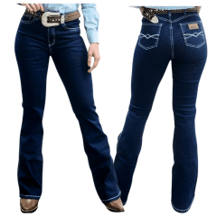 Calça Feminina Laço Forte Jeans Azul Escuro Bootcut Destroy Escuro REF: 7024