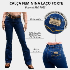 Calça Feminina Laço Forte Jeans Azul Médio Bootcut Destroy Médio REF: 7025