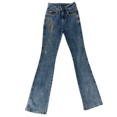 Calça Feminina Laço Forte Jeans Bordado Corda REf:7019