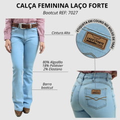 Calça Feminina Laço Forte Jeans Delavê Bootcut Hiper Clear REF: 7027