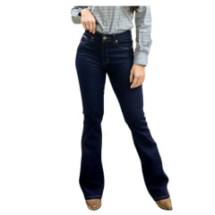 Calça Feminina Laço Forte Jeans Escuro Bootcut Amaciado Com Silicone REF: 7028