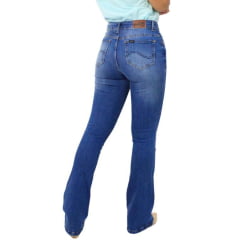 Calça Feminina Lee Jeans Azul Claro Hoxie Premium Strech Cintura Alta Boot Cut Dewi Ref:3411L