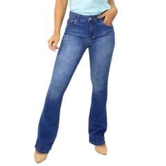 Calça Feminina Lee Jeans Azul Claro Hoxie Premium Strech Cintura Alta Boot Cut Dewi Ref:3411L