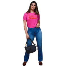 Calça Feminina Lee Jeans Azul Claro Hoxie Premium Strech Cintura Alta Boot Cut Dewi Ref:3411L