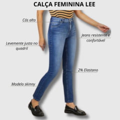 Calça Feminina Lee Jeans Azul Médio Marion Regular Fit Cintura Alta Galaxy Tank - Ref.3233L