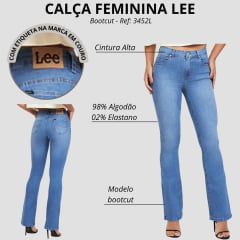 Calça Feminina Lee Jeans Azul Médio Strech Premier Hoxie Bootcut Mabel Cintura Alta Ref: 3452L