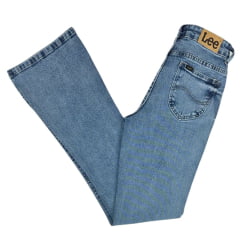 Calça Feminina Lee Jeans Azul Stonada Hoxil Premium Strech Skinny Fit Cintura Alta Bootcut Ref: 3438L