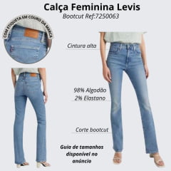 Calça Feminina Levi's Jeans Azul Claro 725 High Rise Bootcut Ref:LB7250063