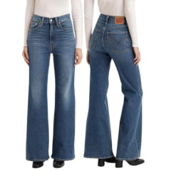 Calça Feminina Levi's Jeans Azul Escuro Ribcage Bell A Super High Rise Slim Through Barra Extra Flare Ref: A 75030002