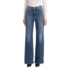 Calça Feminina Levi's Jeans Azul Escuro Ribcage Bell A Super High Rise Slim Through Barra Extra Flare Ref: A 75030002