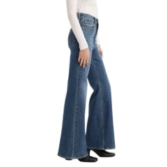 Calça Feminina Levi's Jeans Azul Escuro Ribcage Bell A Super High Rise Slim Through Barra Extra Flare Ref: A 75030002
