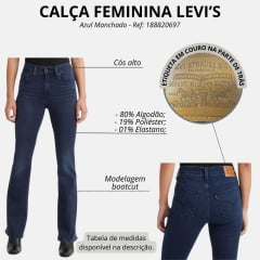 Calça Feminina Levi's Jeans Azul Manchado 725 High Rise Bootcut Ref:187590146