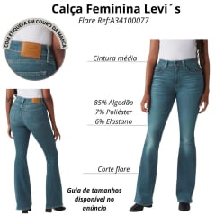 Calça Feminina Levi's Jeans Azul Manchado 726 Flare Ref:A34100077