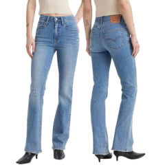 Calça Feminina Levi's Jeans Azul Manchado Detalhe Rasgado 725 High Rise Bootcut Strech Ref:187590170