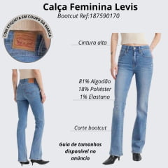Calça Feminina Levi's Jeans Azul Manchado Detalhe Rasgado 725 High Rise Bootcut Strech Ref:187590170