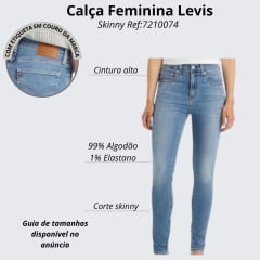 Calça Feminina Levi's Jeans Azul Médio 721 High-Rise Skinny Ref:LB7210074