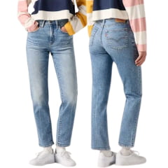Calça Feminina Levi's Jeans Azul Médio 724 High Rise Slim Straight Reta Ref: 188830386