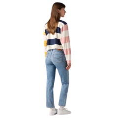 Calça Feminina Levi's Jeans Azul Médio 724 High Rise Slim Straight Reta Ref: 188830386