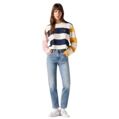 Calça Feminina Levi's Jeans Azul Médio 724 High Rise Slim Straight Reta Ref: 188830386