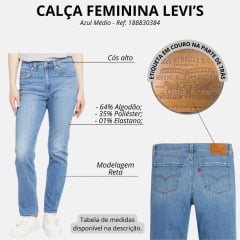 Calça Feminina Levi's Jeans Azul Médio 724 High Rise Stright Reta Ref: 188830384