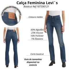 Calça Feminina Levi's Jeans Azul Médio 725 High-Rise Bootcut Com Strech Ref:187590121