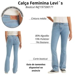 Calça Feminina Levi's Jeans Claro 725 High Rise Bootcut Com Strech Ref:197590171