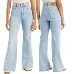 Calça Feminina Levi's Jeans Delavê Ribcage Bell A Super High Rise Slim Though Com Barra Extra Flare Ref: A7503004