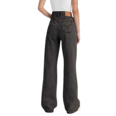 Calça Feminina Levi's Jeans Preto Ribcage Wide Leg A Super High Rise Slim Com Barra Extra Flare Ref:A 60810011