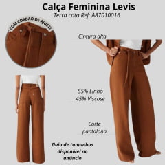 Calça Feminina Levi's Strauss XL Straight Tecido Terra Cota Light Weight Linen Ref: A 870100166