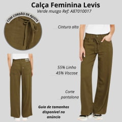Calça Feminina Levi's Strauss XL Straight Tecido Verde Musgo Light Weight Linen Ref: A 87010017