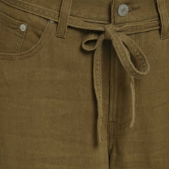 Calça Feminina Levi's Strauss XL Straight Tecido Verde Musgo Light Weight Linen Ref: A 87010017