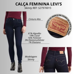 Calça Feminina Levi's Jeans Azul Escuro 720 High Rise Super Skinny Stellar Stretch REF: 527970015