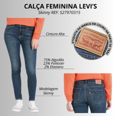 Calça Feminina Levi's Jeans Azul Médio 720 High Rise Super Skinny C/ Stretch Cool REF: 527970315