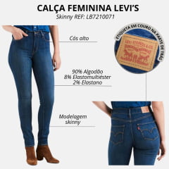 Calça Feminina Levi's Jeans Azul Médio 721 High Rise Skinny Com Stretch REF: LB7210071