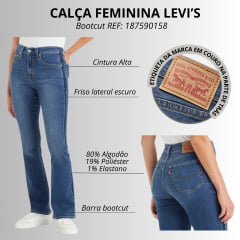 Calça Feminina Levis Jeans Azul Médio 725 High Rise Bootcut Stellar Stretch C/ Friso Azul Escuro REF: 187590158