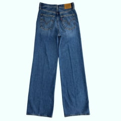 Calça Feminina Levi's Jeans Azul Ribcage Wide Leg High Rise Slim Throught The Hip And Thigh Flare Ref.A60810012