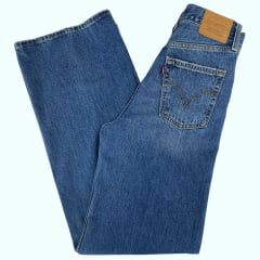 Calça Feminina Levi's Jeans Azul Ribcage Wide Leg High Rise Slim Throught The Hip And Thigh Flare Ref.A60810012