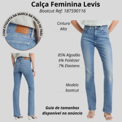 Calça Feminina Levi's Jeans Azul Stonado Bootcut 725 Stellar Strech Ref:187590116