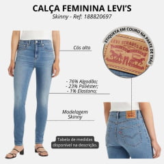 Calça Feminina Levi's Jeans Delavê 721 High Rise Skinny Cool Eco Performance REF: 188820697