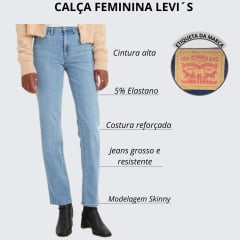 Calça Feminina Levi's Jeans Delavê 724 Hugh Rise Slim Straight Reta Ref.188830182