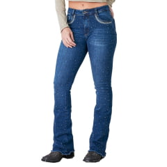 Calça Feminina Minuty Jeans Azul Brilho de Strass Ref 241570
