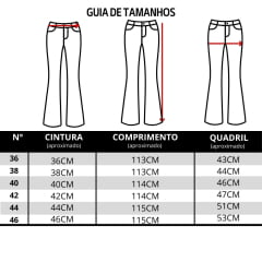 Calça Feminina Minuty Jeans Azul Cós Médio Flare Com Bordado e Strass Ref.241719