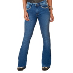 Calça Feminina Minuty Jeans Médio Cós Médio Flare Com Bordado Bolsos Ref:241743