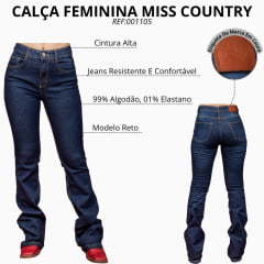 Calça Feminina Miss Country Jeans Heri Tage Blue Azul Jeans REF:001105