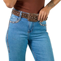 Calça Feminina Miss Country Jeans Sahara Flare Bordado E Strass REF: 001089