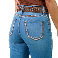 Calça Feminina Miss Country Jeans Sahara Flare Bordado E Strass REF: 001089